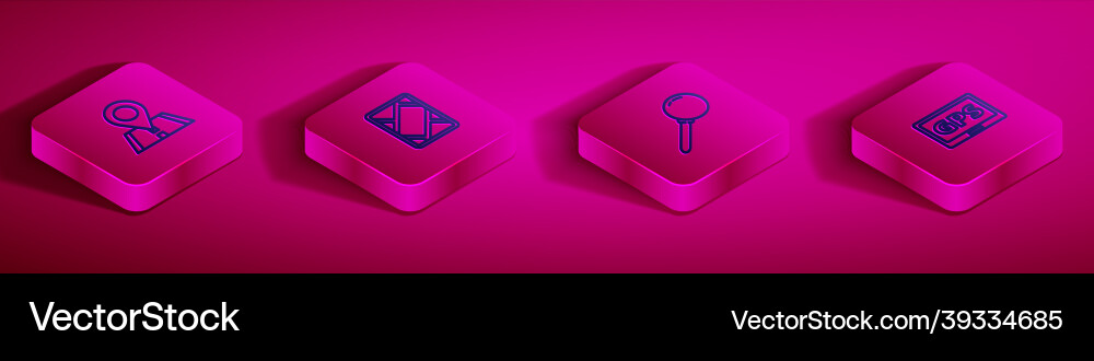 Set isometric line location gps device with map Set isometric line location gps device with map vector image
