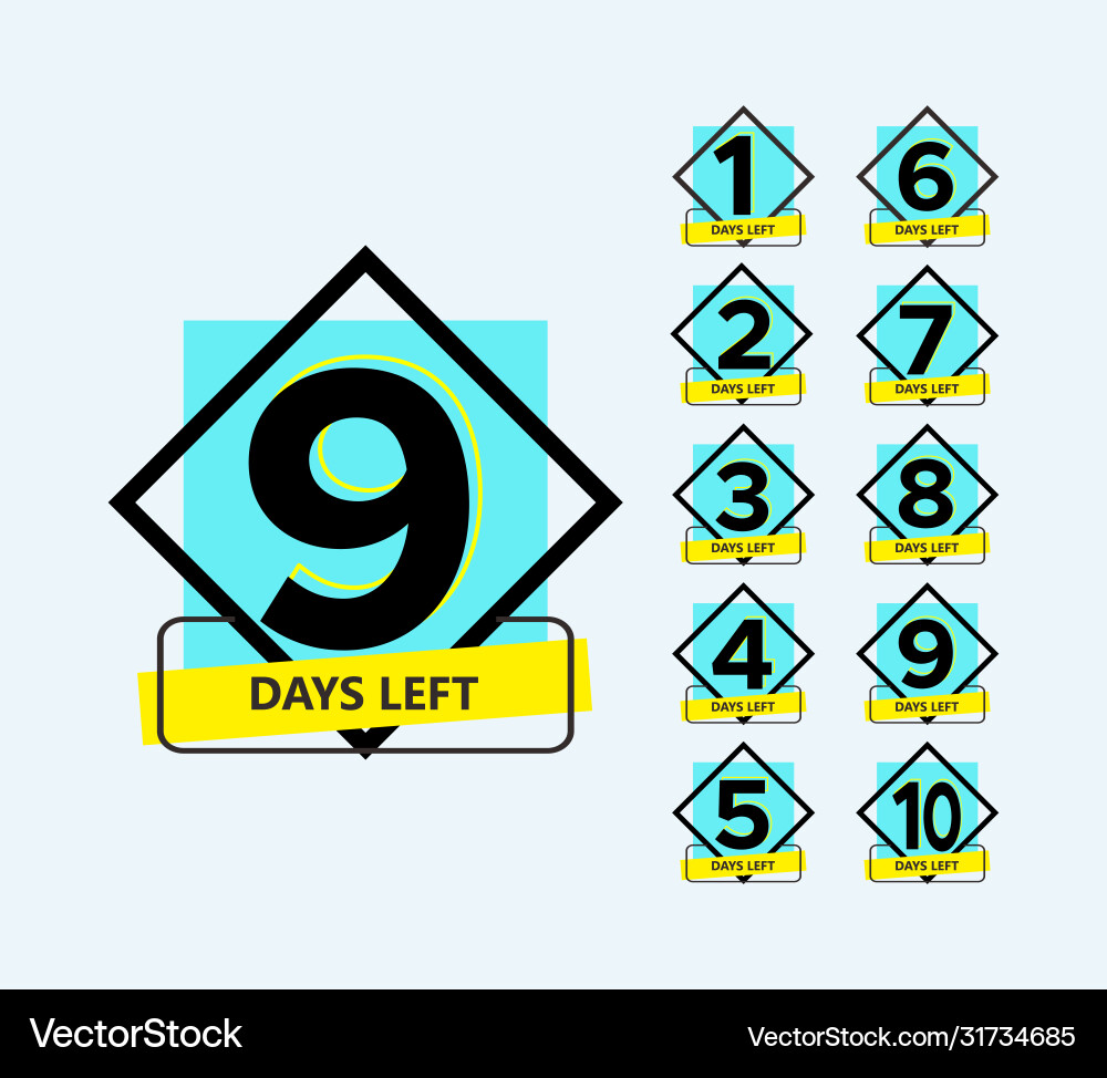 Set number days left countdown Vector Image