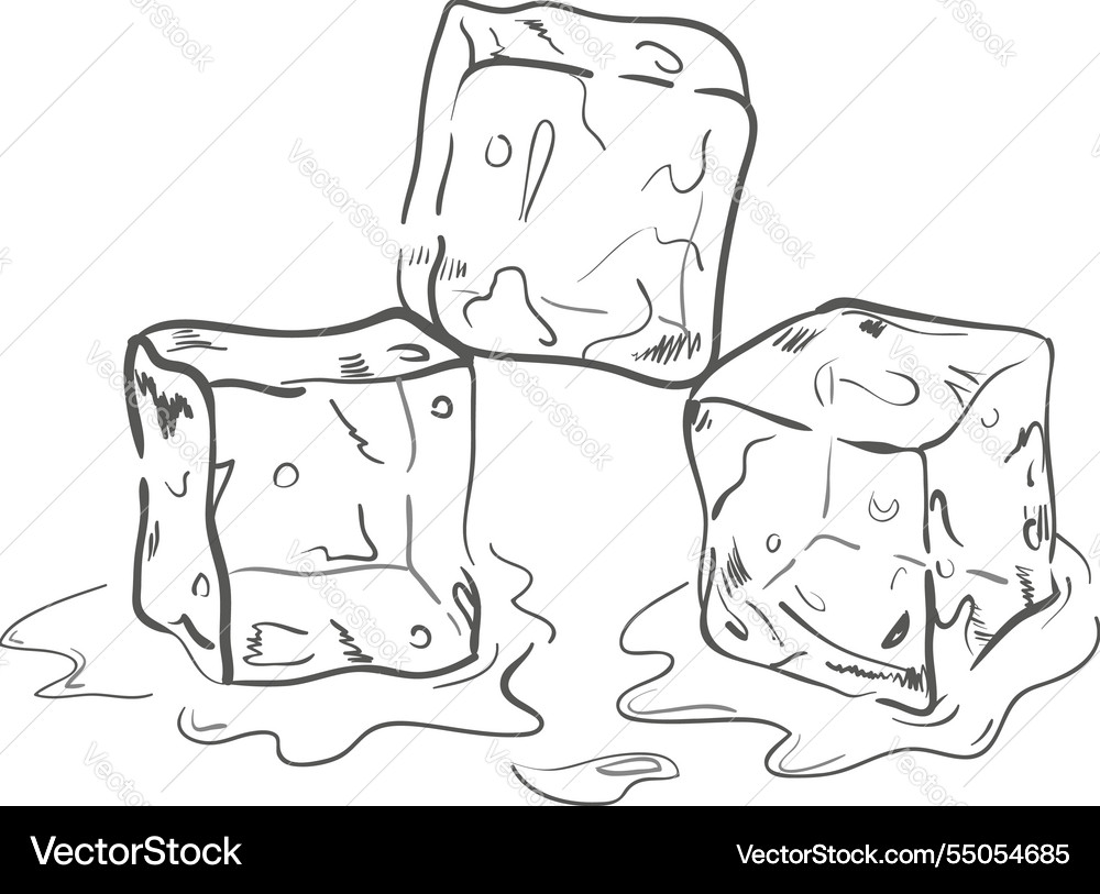 Set of sketch ice cubes all elements separately Vector Image