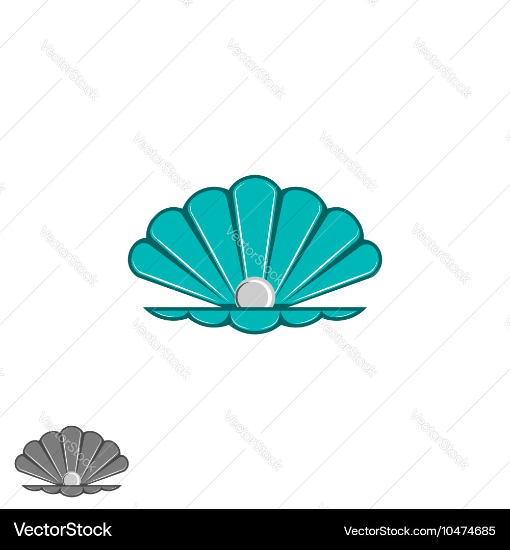 Shell pearl logo open seashell Royalty Free Vector Image