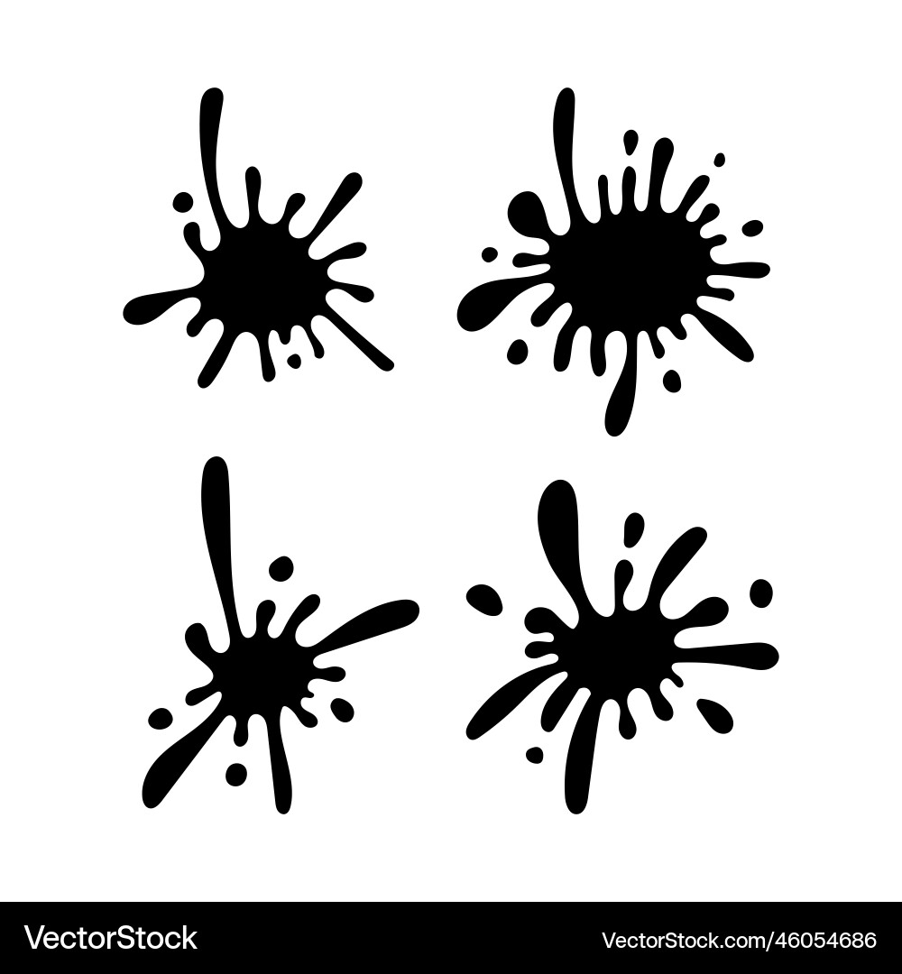 Black paint blot icon cartoon ink splashes vector image