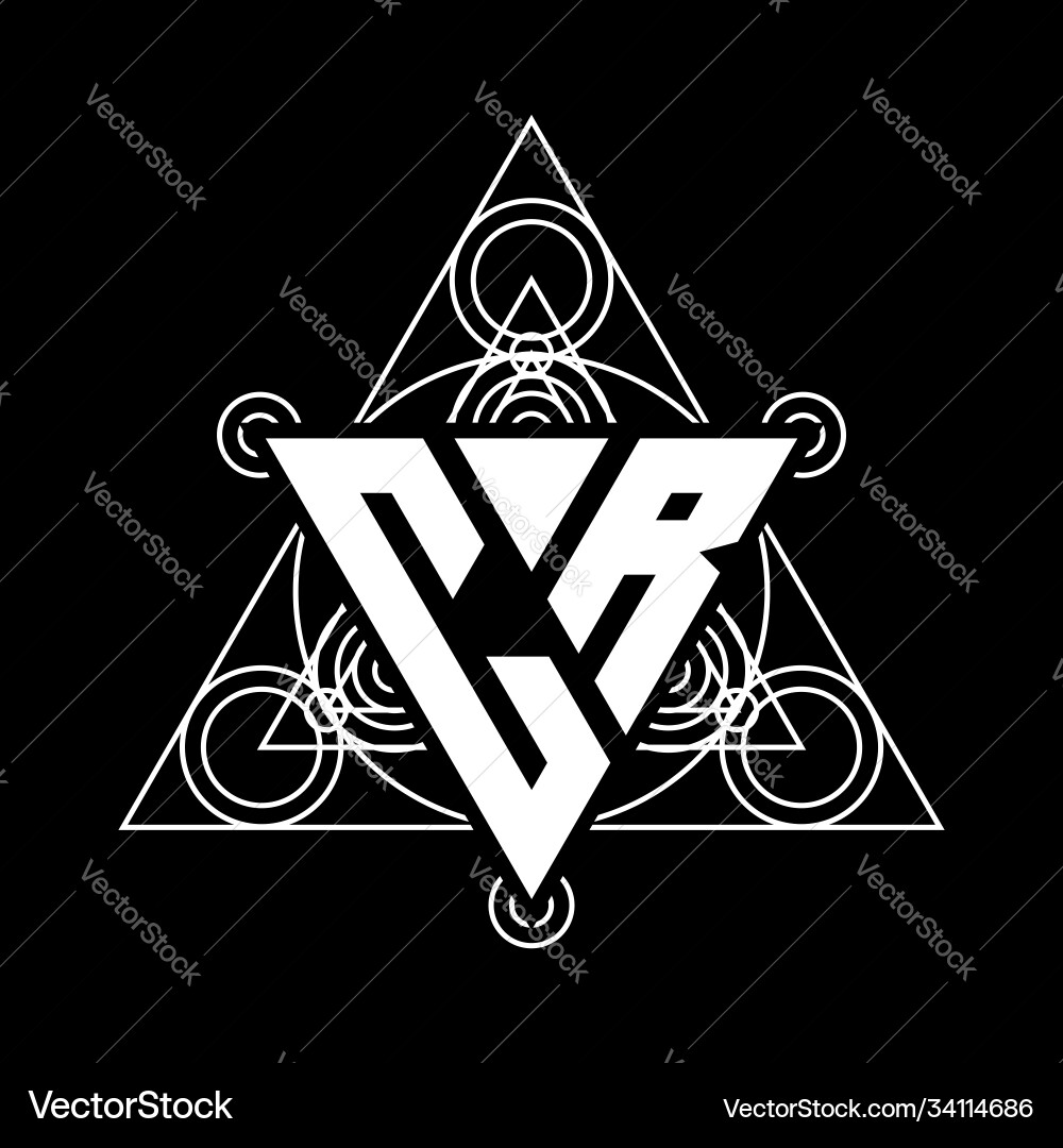 C r monogram letter logo with triangle shape Vector Image