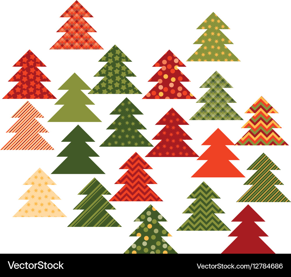 Christmas tree in patchwork style fir pattern Vector Image