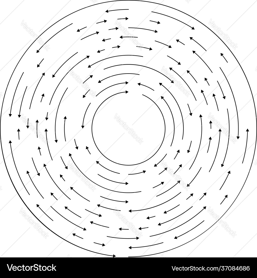 Circular concentric arrows in opposite direction Vector Image