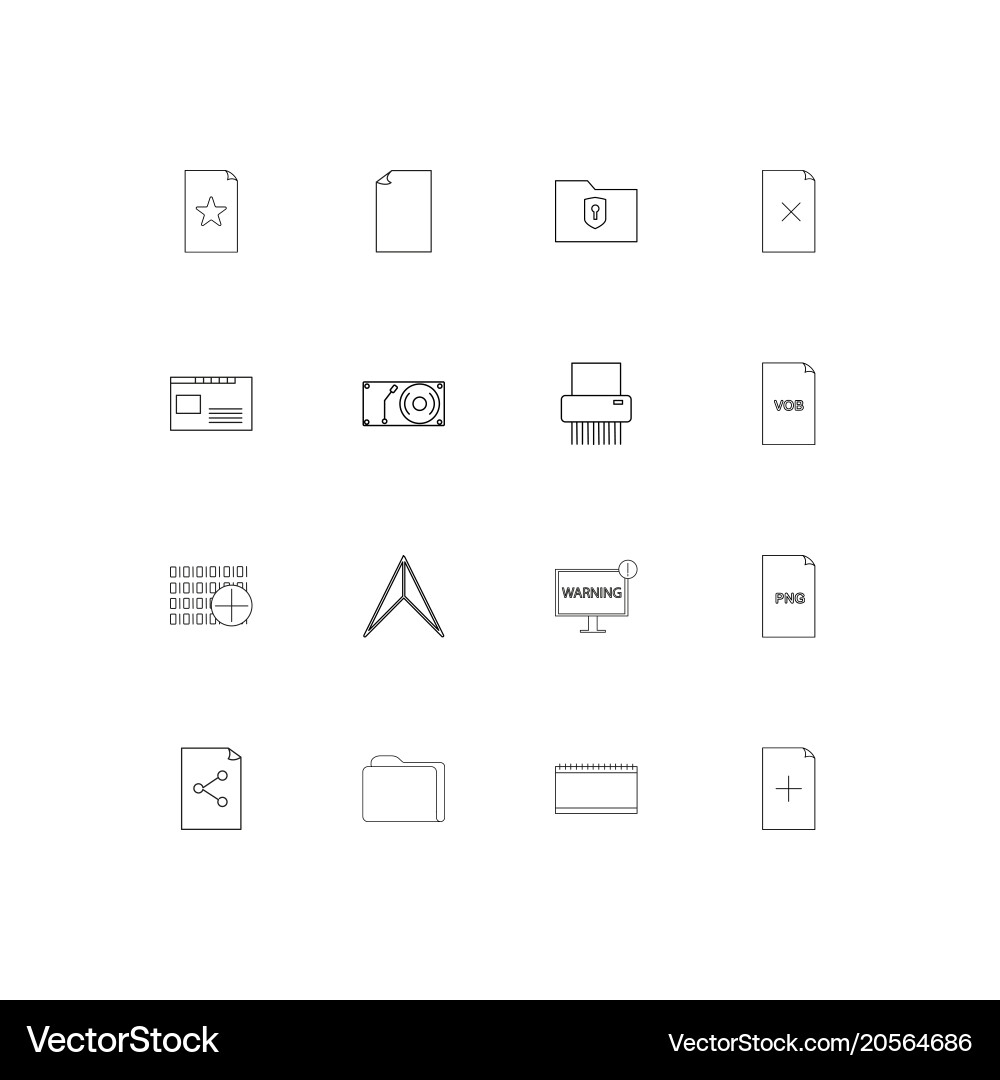 Dateien und Ordner unterschreiben einfache lineare Symbole Set Vektorbild