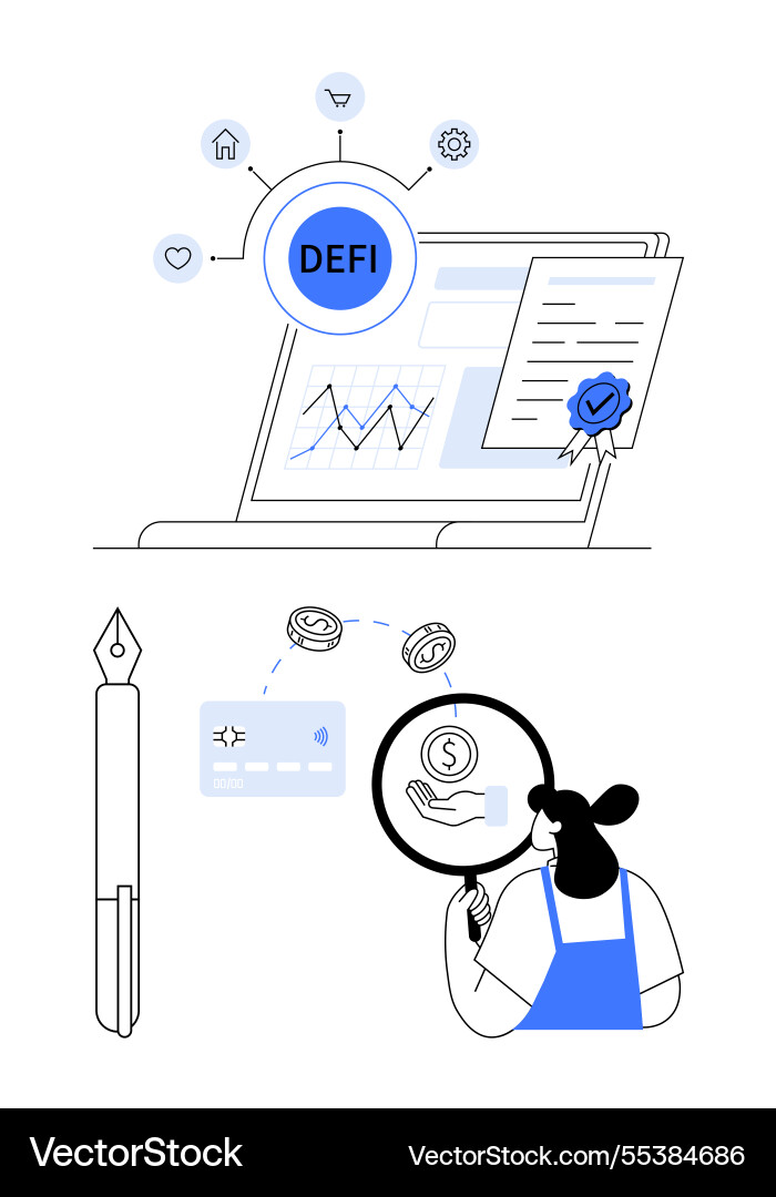 Decentralized finance ecosystem with blockchain Decentralized finance ecosystem with blockchain vector image