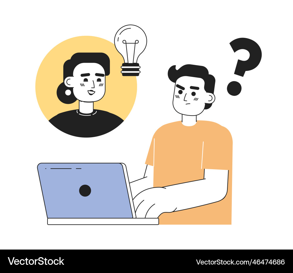 Developers in remote team line concept spot Developers in remote team line concept spot vector image
