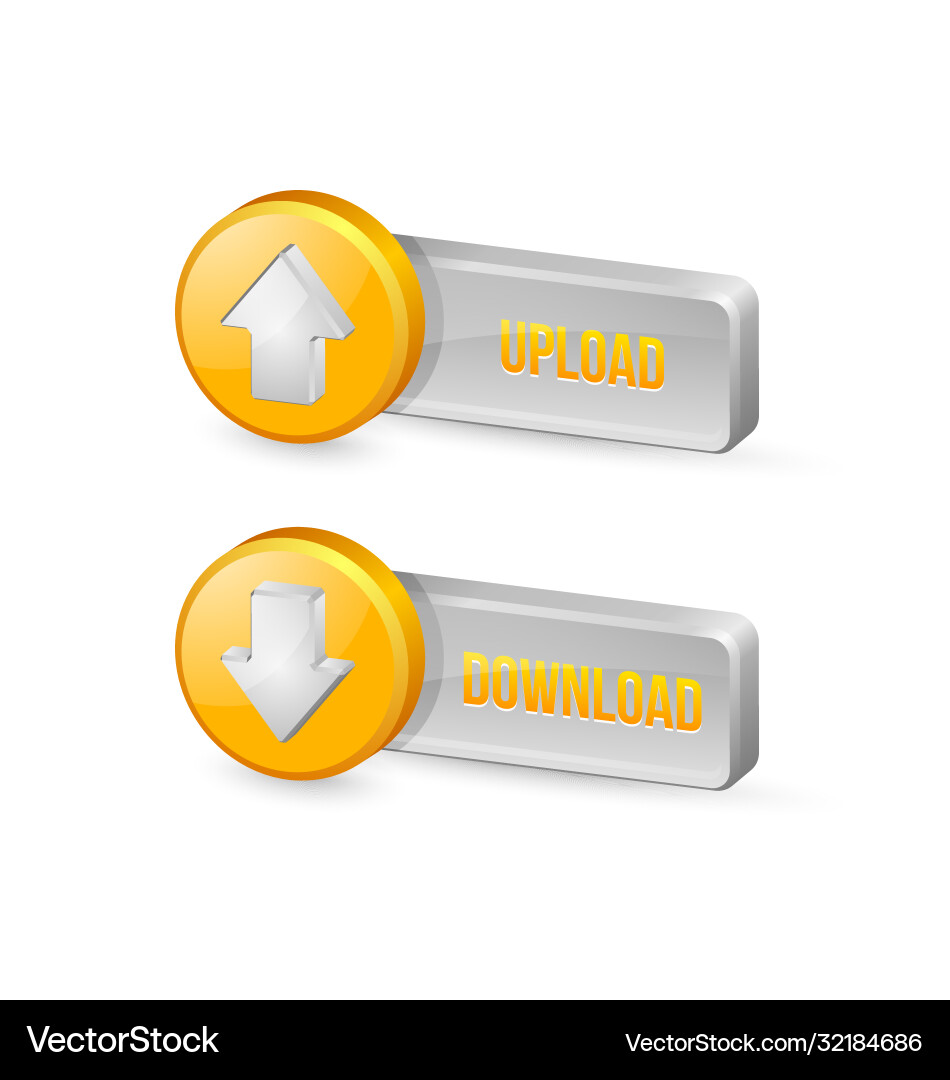 Download and upload buttons Download and upload buttons vector image