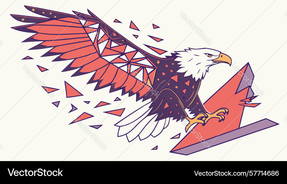 Dynamic eagle in flight with abstract geometric Vector Image