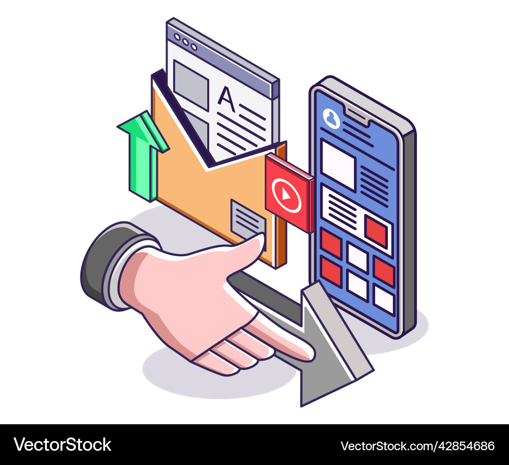 Email data sending button arrow Email data sending button arrow Vector Image