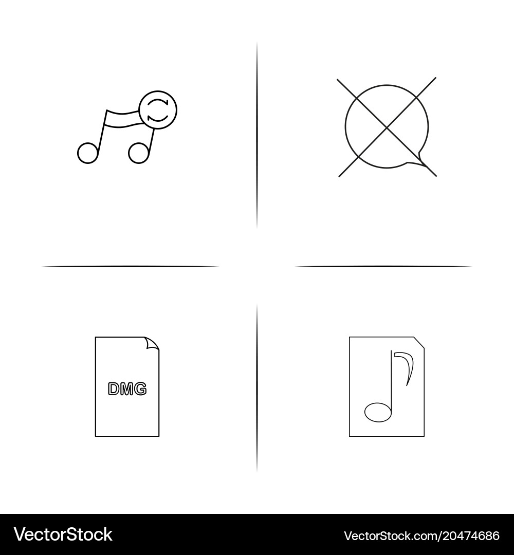 Files and folders sign simple linear icons set Vector Image
