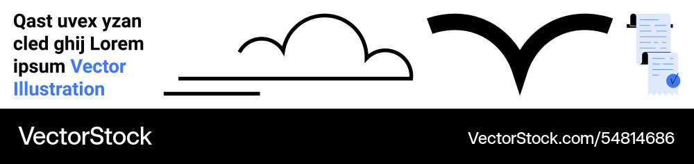 Minimalistic cloud bird and document elements Minimalistic cloud bird and document elements vector image