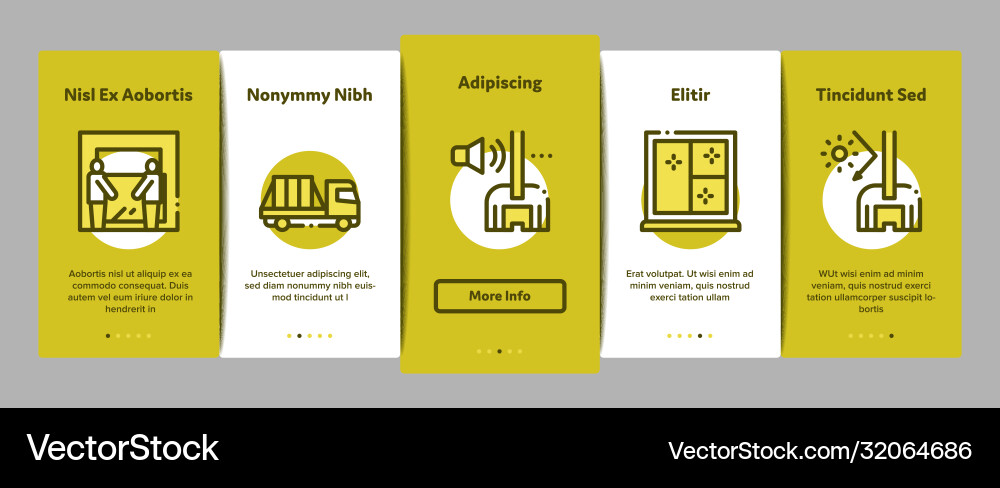 Pvc window frames onboarding elements icons set Vector Image