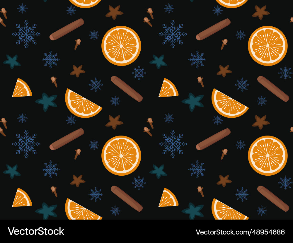 Seamless pattern with oranges and cinnamon new Vector Image