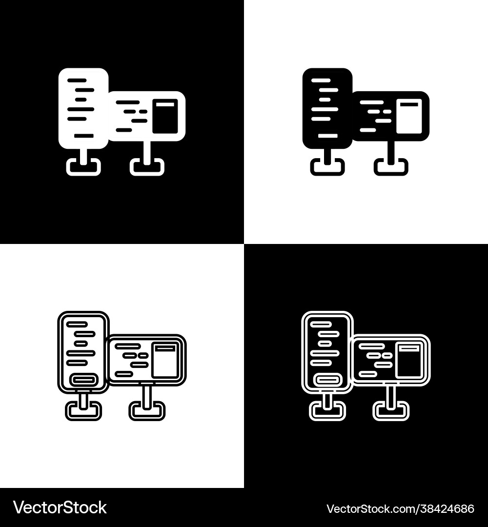 Set computer monitor screen icon isolated on black Set computer monitor screen icon isolated on black Vector Image