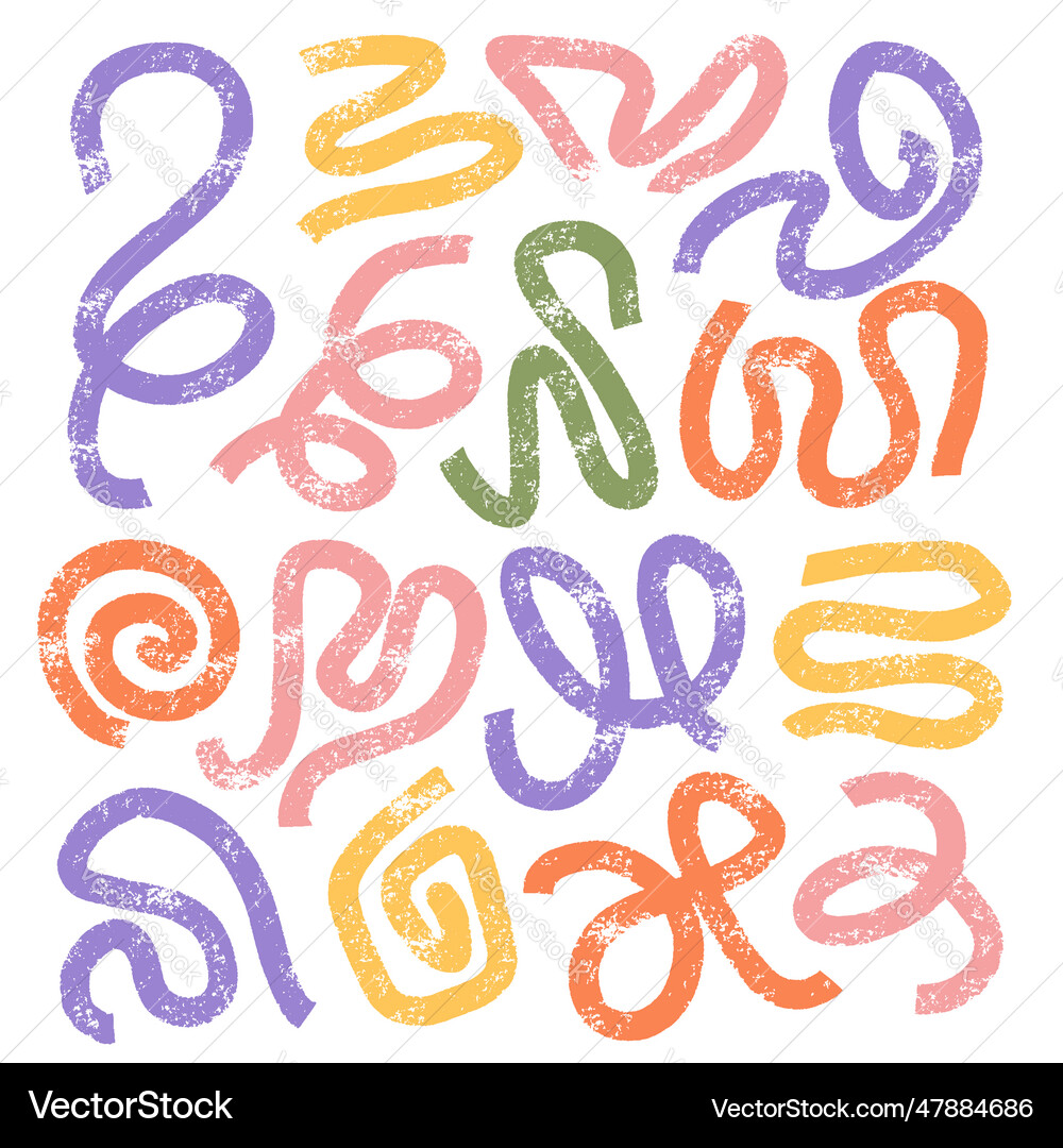 Set of colorful bold curved lines with loops Set of colorful bold curved lines with loops vector image