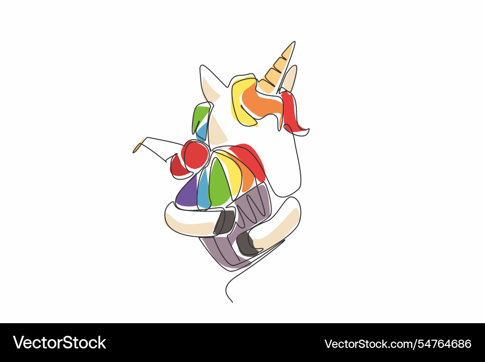 Single continuous line drawing the unicorn Single continuous line drawing the unicorn vector image