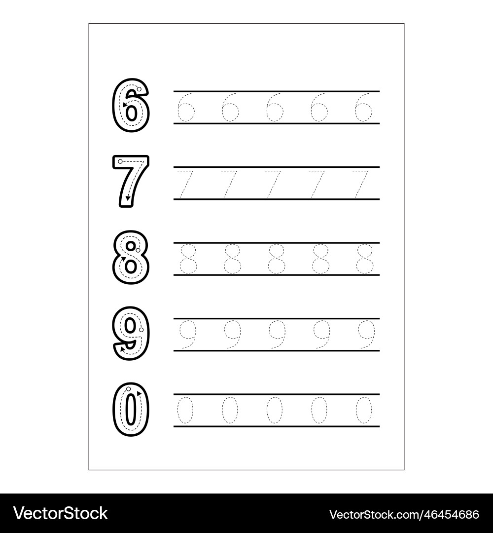 Writing numbers practice how vector image