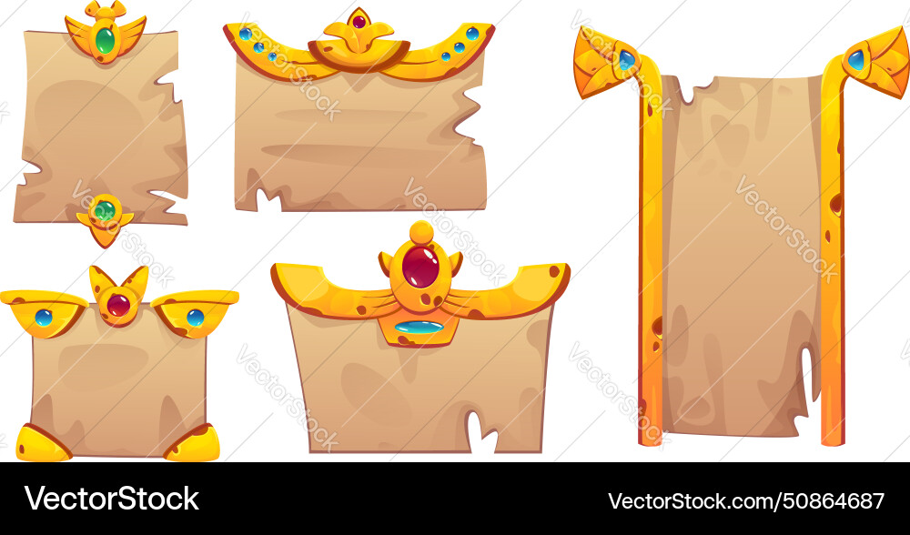 Ancient egyptian game frame ui papyrus element Ancient egyptian game frame ui papyrus element Vector Image