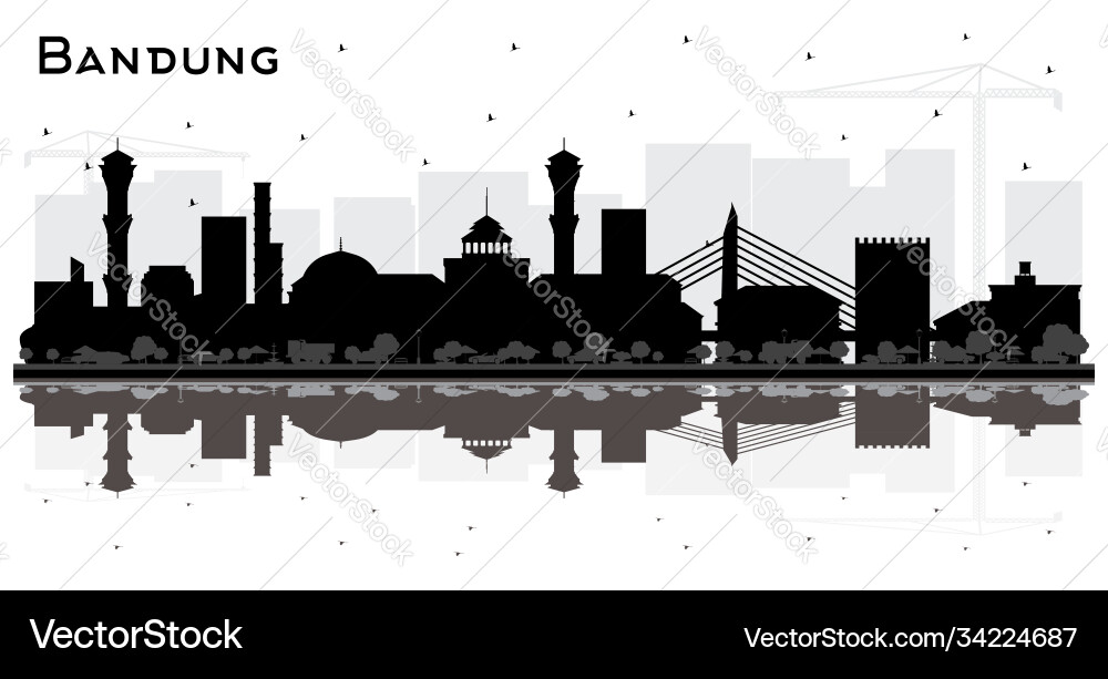 Bandung indonesia city skyline silhouette Bandung indonesia city skyline silhouette vektorbild