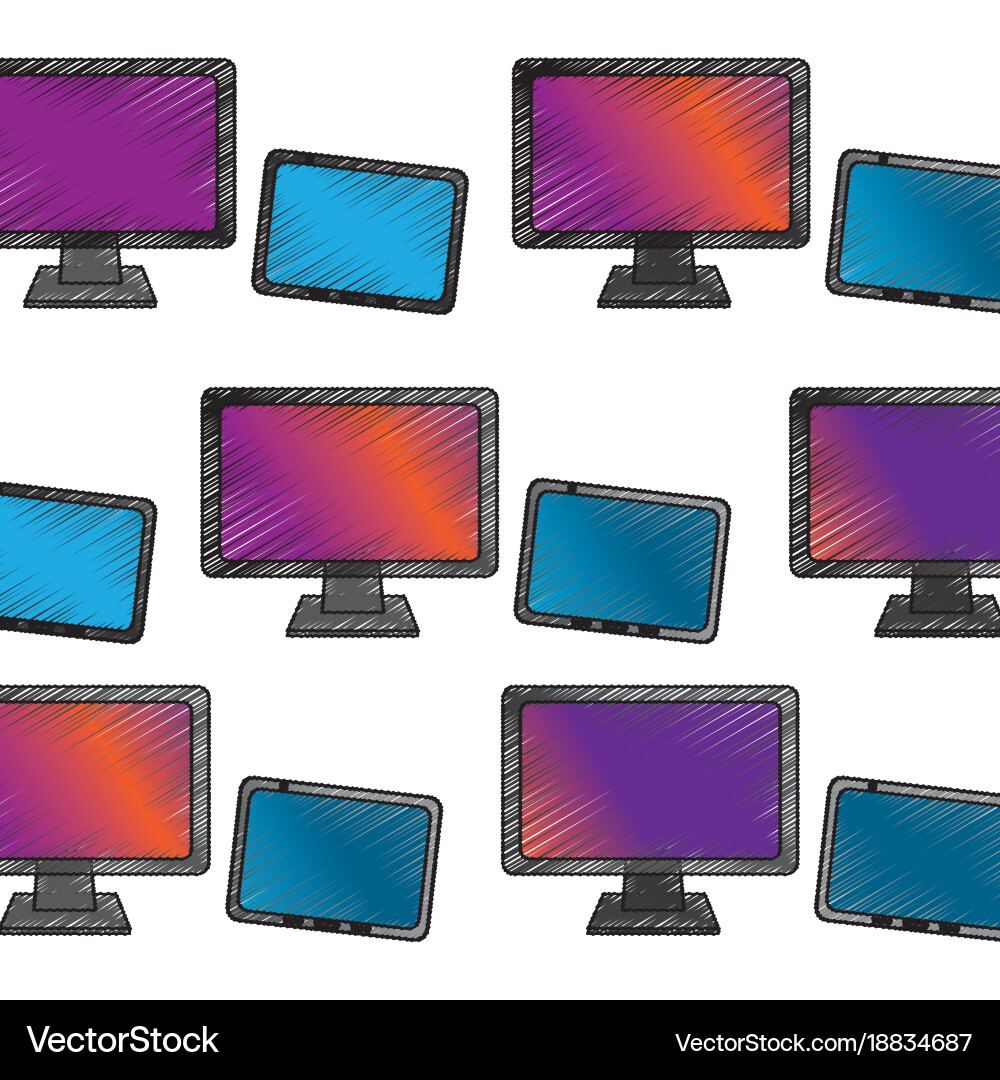 Computer monitor and tablet pattern image Vector Image