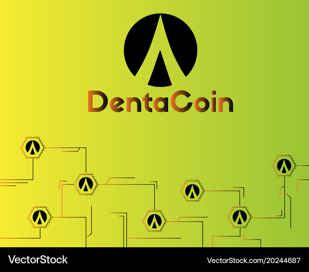 Dentacoin blockchain circuit network style vector image