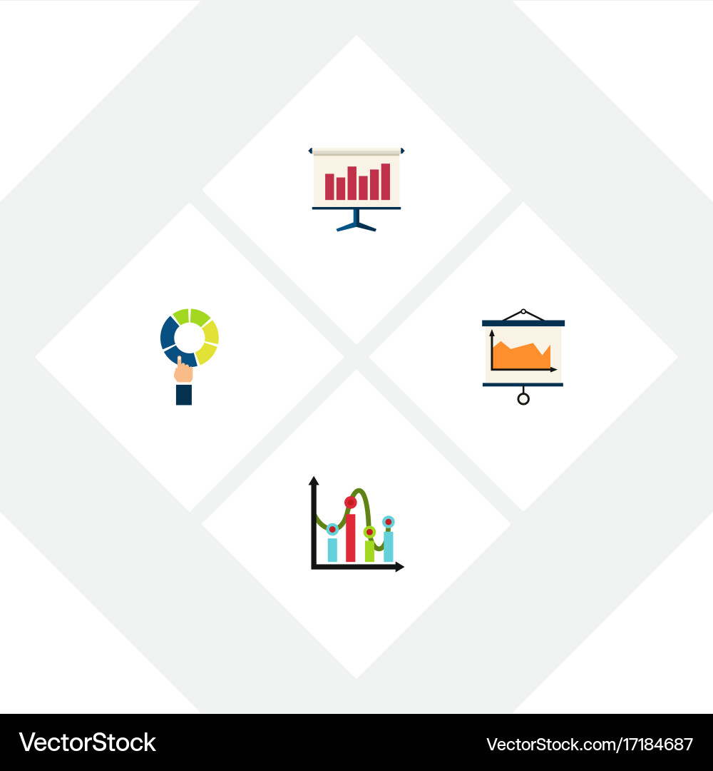 Flat icon diagram set of chart graph Vector Image