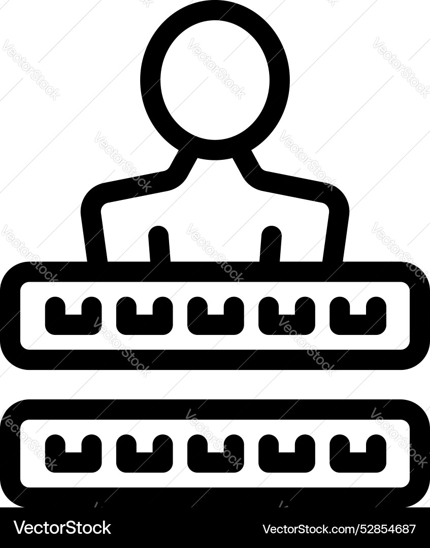 Network engineer working with switch icon Network engineer working with switch icon Vector Image
