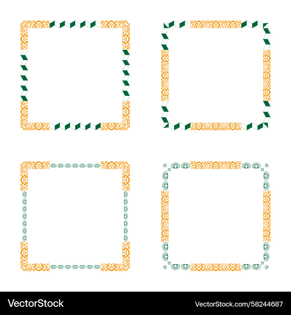 Orange Scroll Frame - Geometric Pattern Vector Image