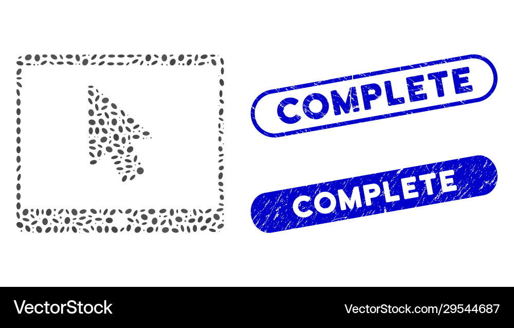 Oval mosaic tablet arrow pointer with scratched Oval mosaic tablet arrow pointer with scratched vector image