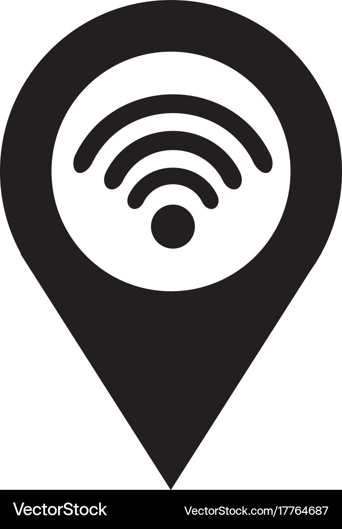 Pointer map with wifi internet signal connection Vector Image