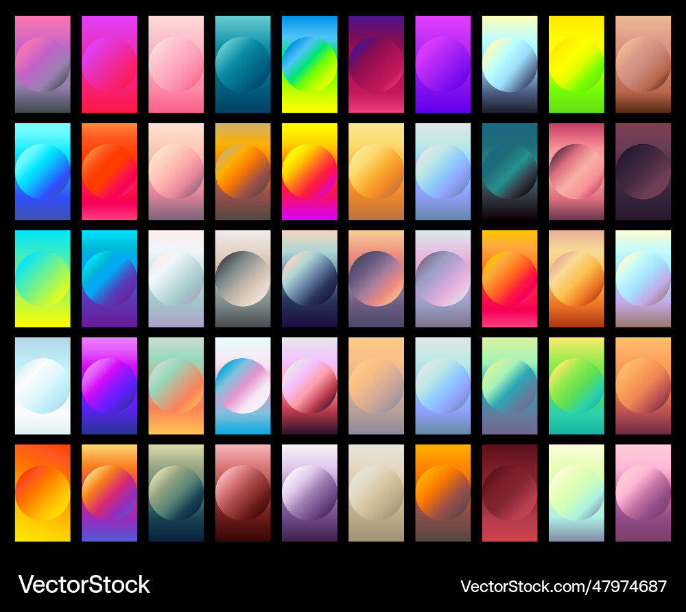 Round gradient set with modern abstract vector image