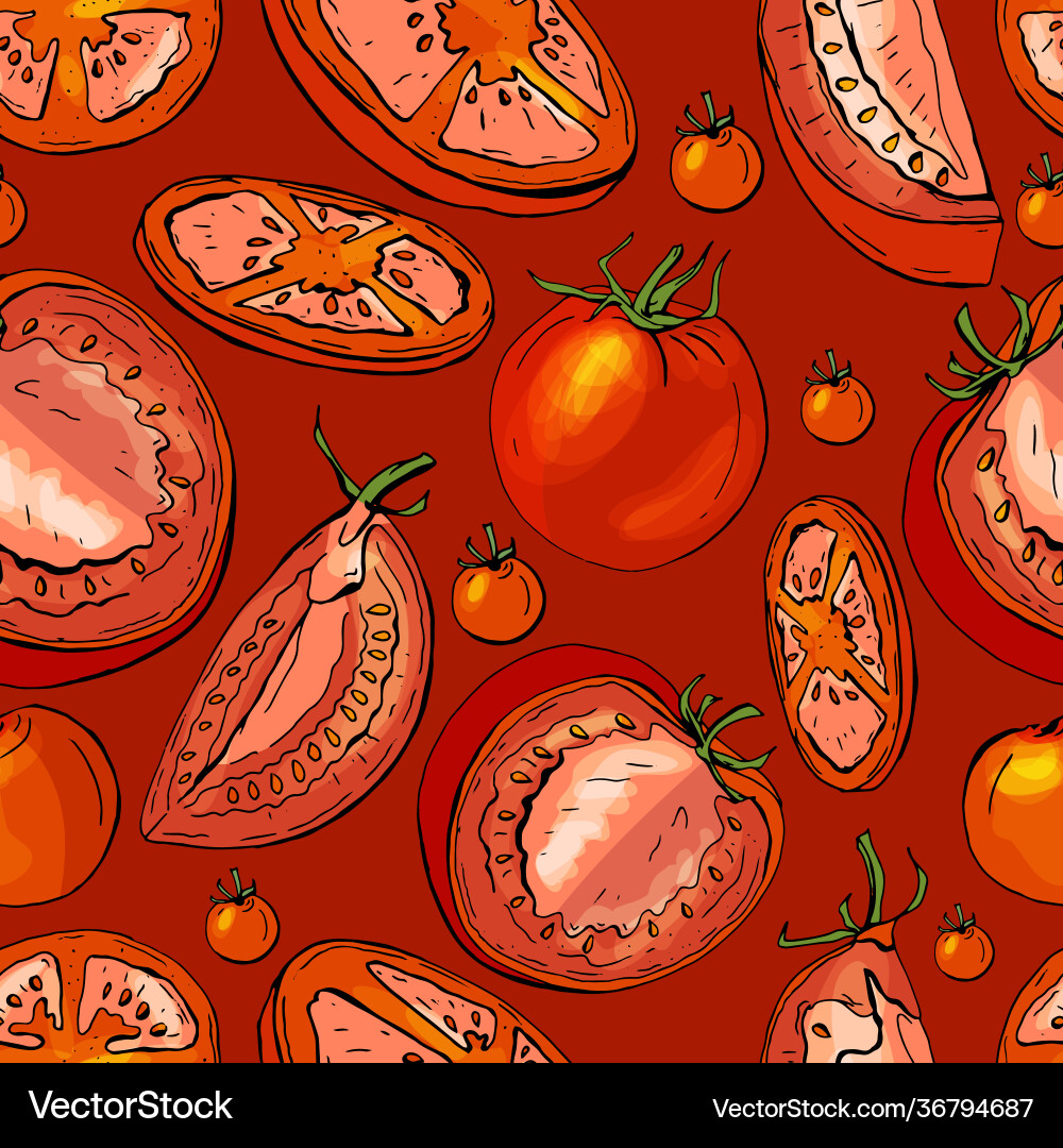 Seamless pattern with red tomato endless texture Seamless pattern with red tomato endless texture Vector Image