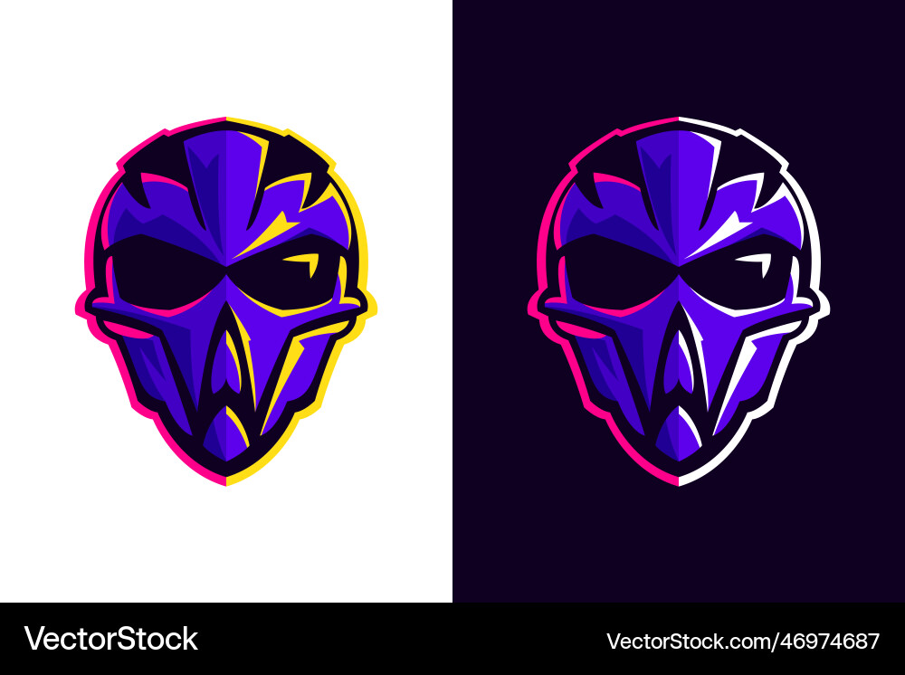 Skull in pilot astronaut or alien helmet esports Skull in pilot astronaut or alien helmet esports vector image