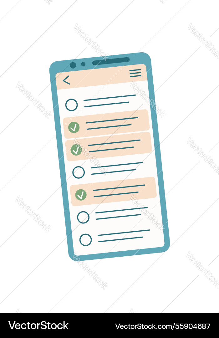 Smartphone with to-do list app in flat style Smartphone with to-do list app in flat style vector image