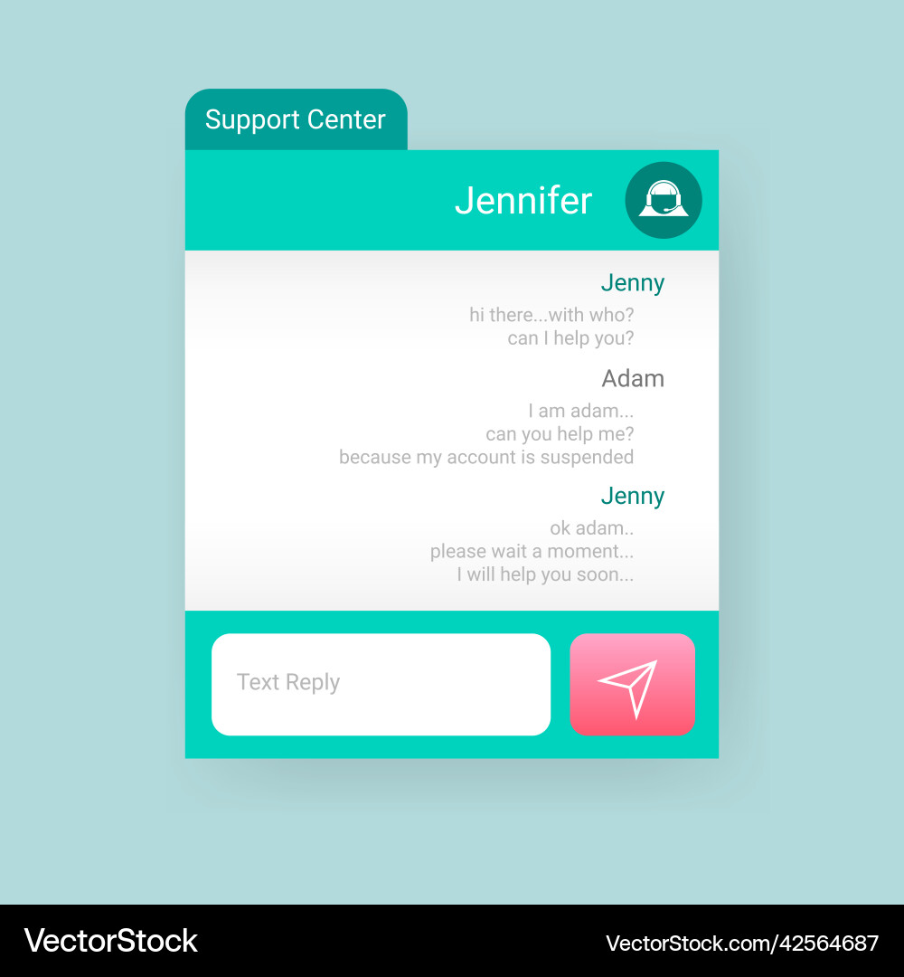 Support center user interface service online chat Vector Image