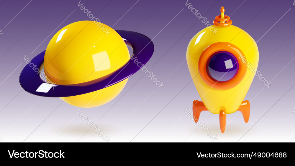 3d planet and rocket isolated on background 3d planet and rocket isolated on background vector image