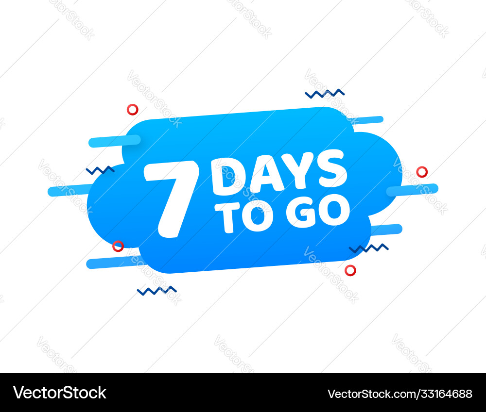 7 days to go countdown timer clock icon time Vector Image