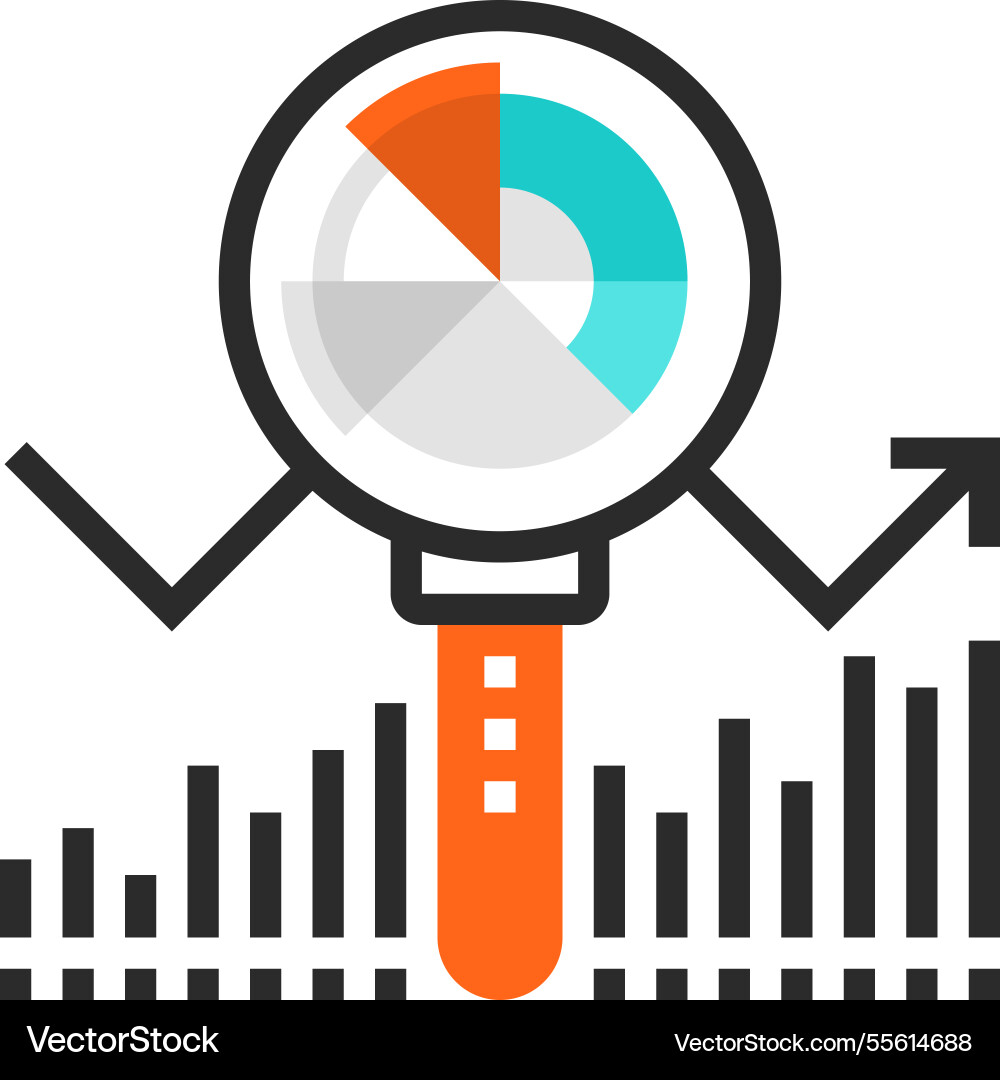 Analytics flat line web icon concept vector image