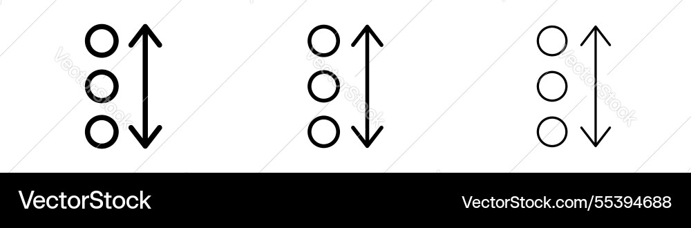 Apps sort icons in three different stroke lines vector image