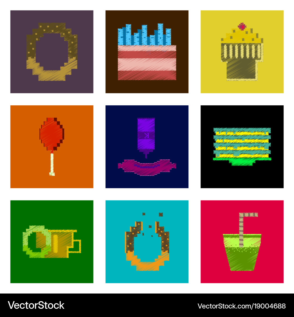 Assembly of flat shading style pixel icon fast Vector Image