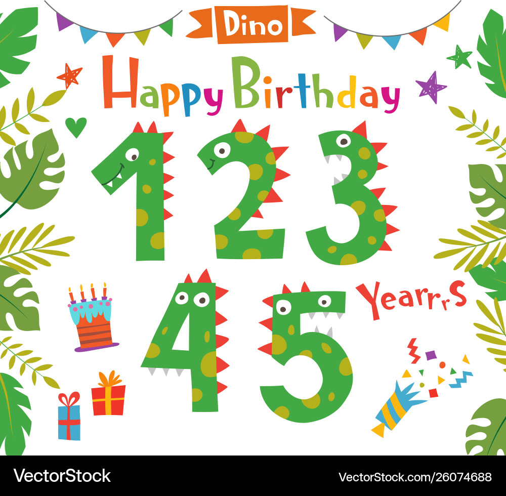 Cartoon funny numbers dinosaurs Cartoon funny numbers dinosaurs vector image