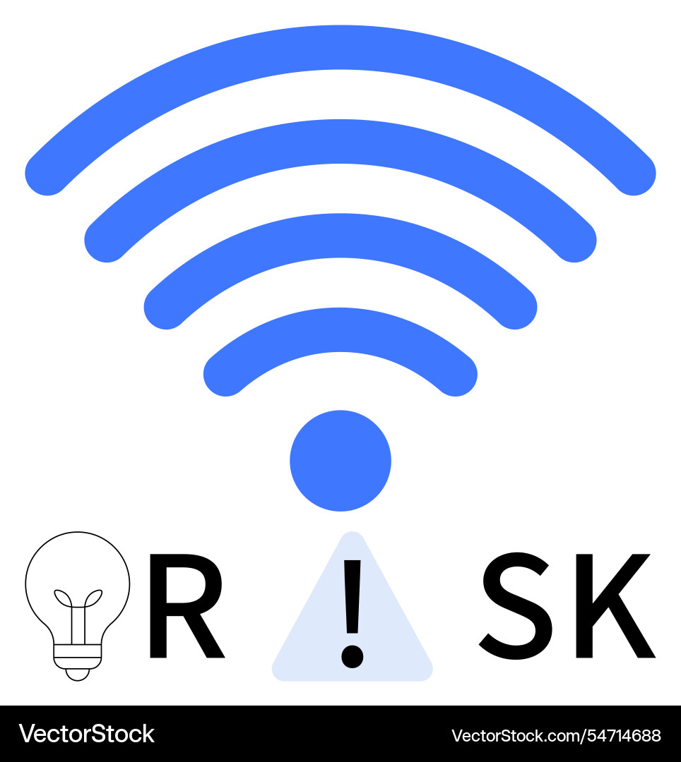 Conceptual wireless signal with warning symbol Conceptual wireless signal with warning symbol vector image