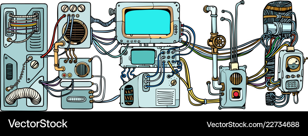 Cyberpunk Robotermechanik Vektorbild