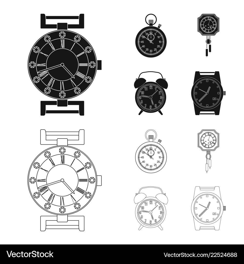 Design of clock and time symbol collection Vector Image