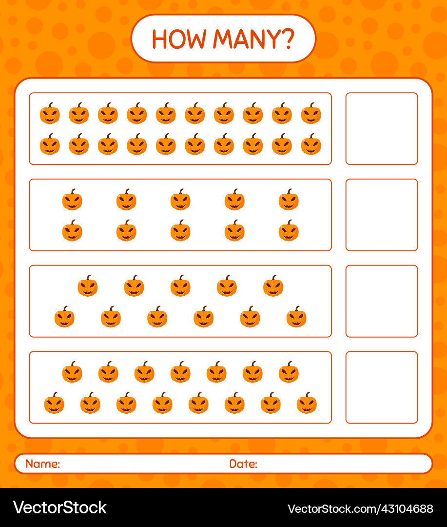 How many counting game with jack o lantern vector image