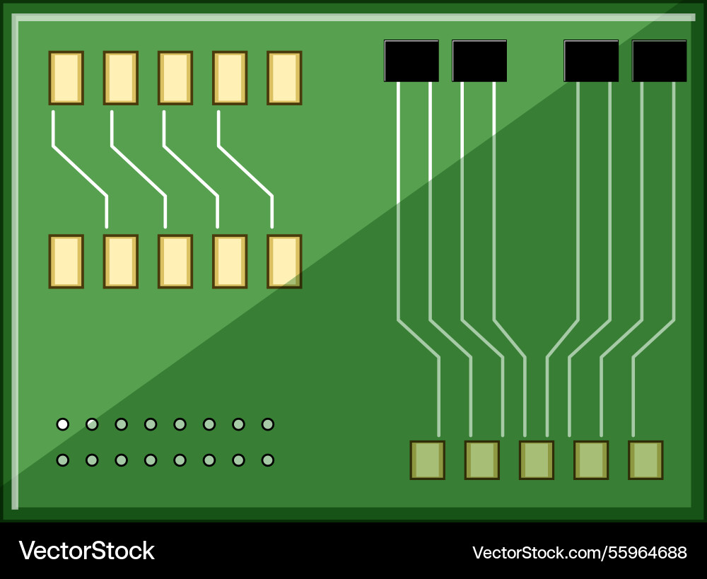 Microcontroller circuit board cartoon Microcontroller circuit board cartoon vector image