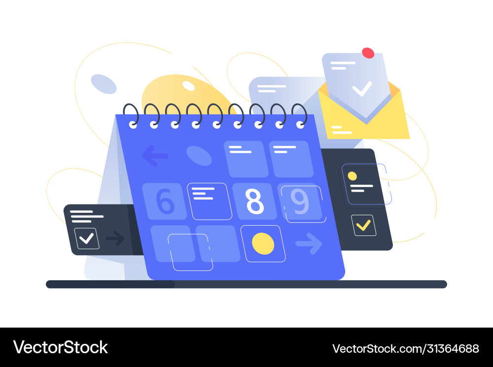 Modern calendar with task management and mail app vector image