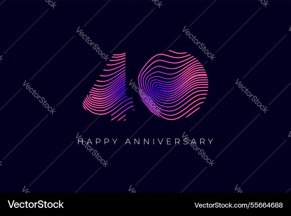 Numeric design with line curve 40th happy Numeric design with line curve 40th happy vector image