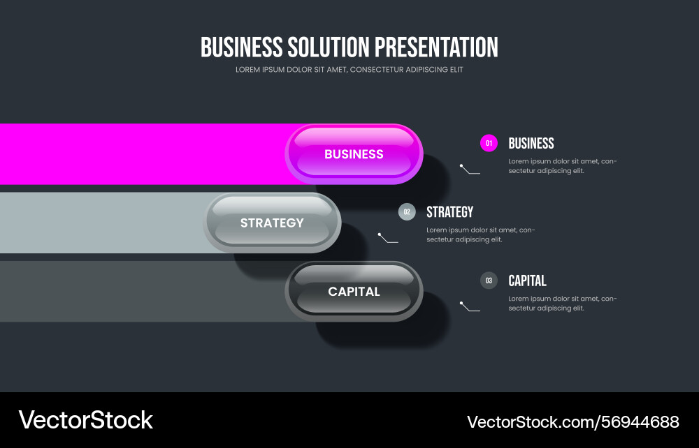 Project showcase three option diagram slide Project showcase three option diagram slide vector image